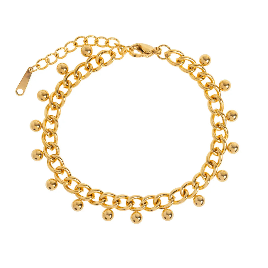 Saffron - Oriental Bead Link Bracelet Stainless Steel