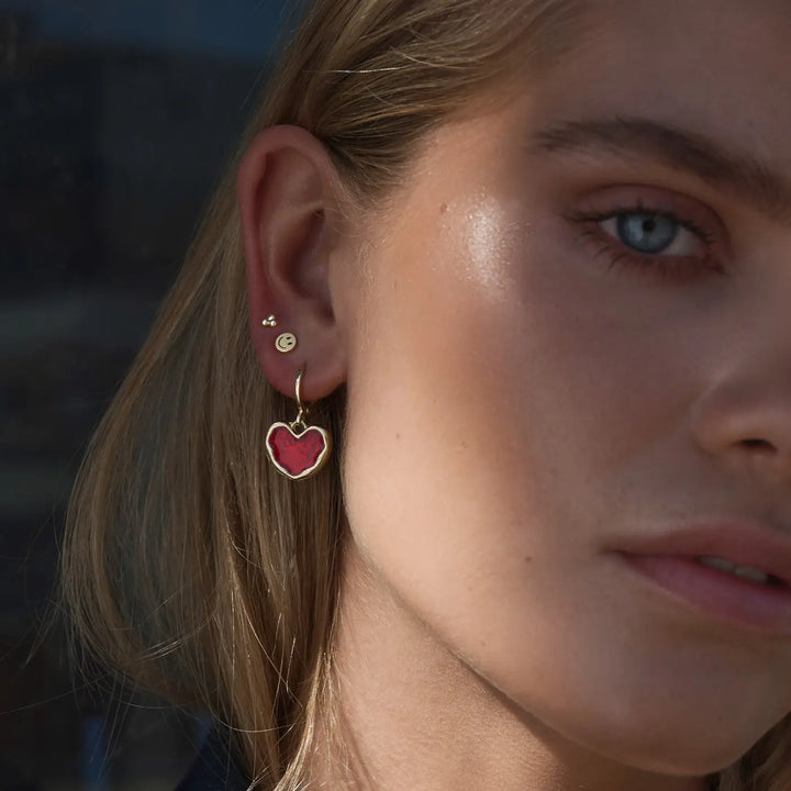 Scarlett - Red Hoop Heart Earrings