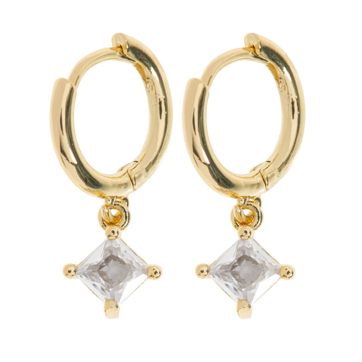 Cindy - Crystal Rhombus Hoop Earrings