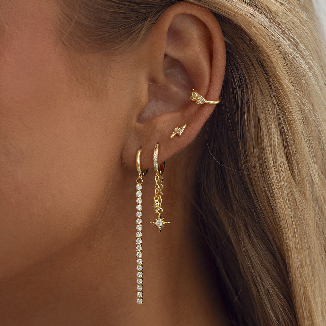 Gigi - Twee Kristallen Harten Ear Cuff