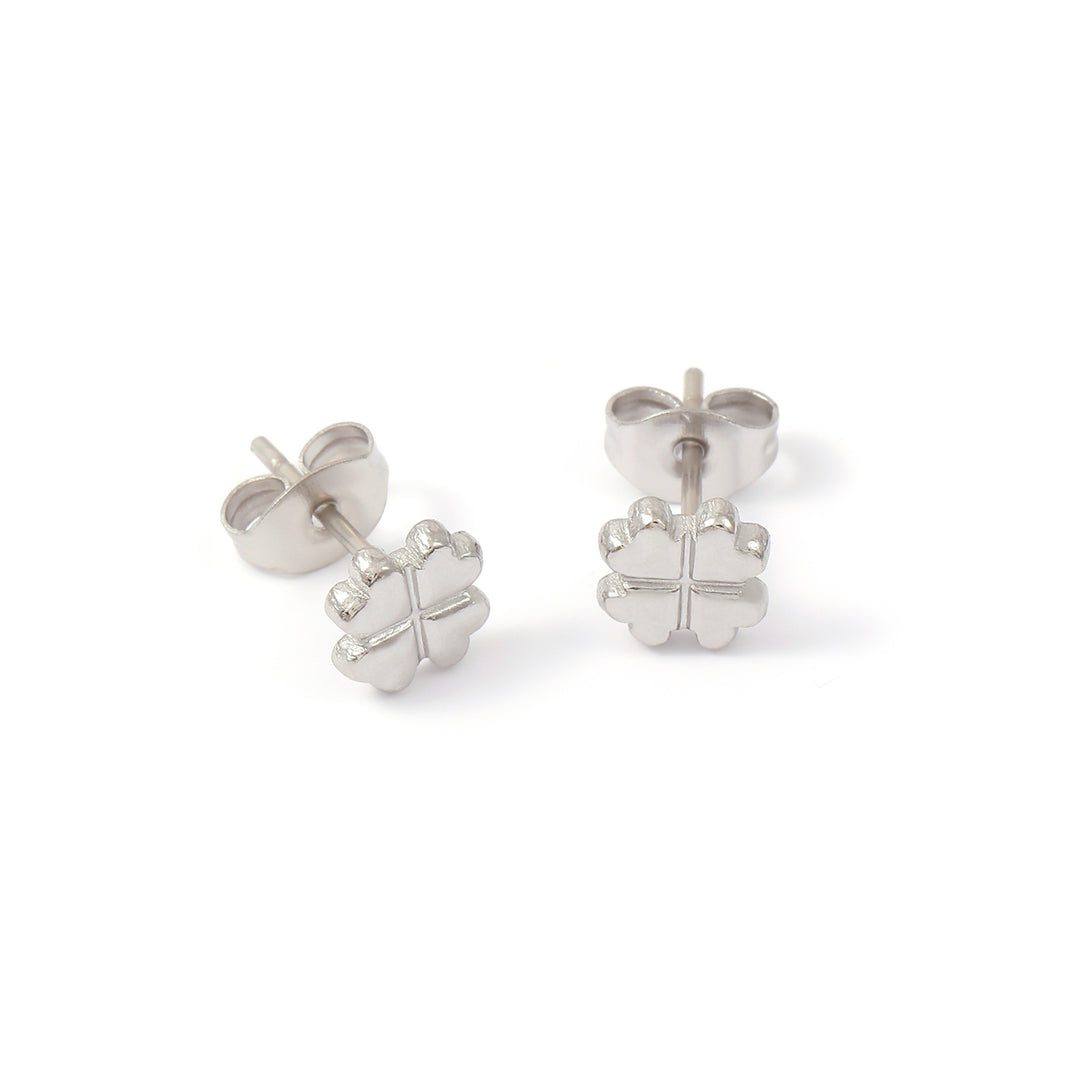 Alexa - Boucles d'oreilles mini clous Clover en acier inoxydable