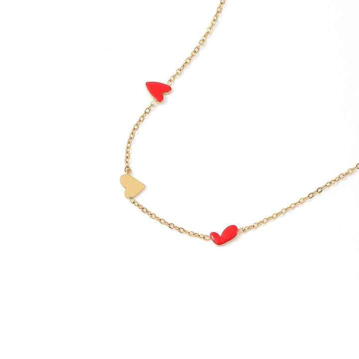 Linnea - Hartketting Armband Rood & Goud RVS